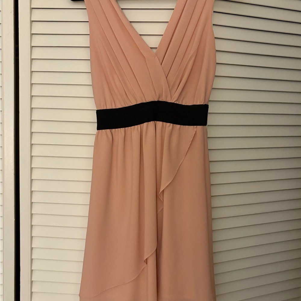 Light Pink Cocktail Dress with Black Waistband